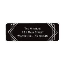 Art Deco Geometric Holiday Address Label Schwarz