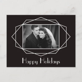 Art Deco Geometric Holiday Foto Postcard Schwarz Feiertagspostkarte
