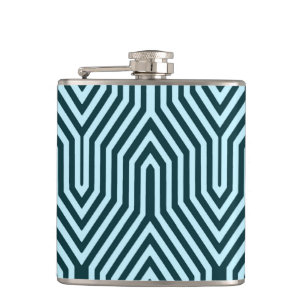 Art Deco Geometric - Indigo und Eisblau Flachmann