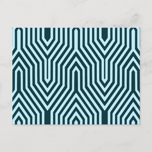 Art Deco Geometric - Indigo und Eisblau Postkarte (Vorderseite)