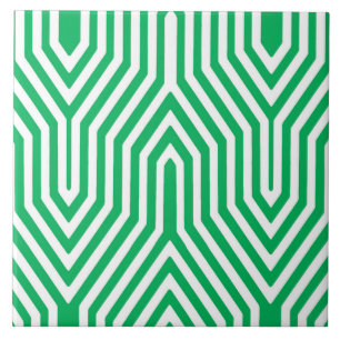Art Deco Geometric - Jade grün und weiß Fliese