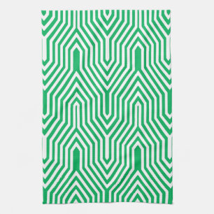 Art Deco Geometric - Jade grün und weiß Geschirrtuch