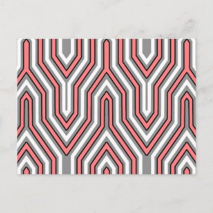 Art Deco Geometric - Korallen, grau und weiß Postkarte