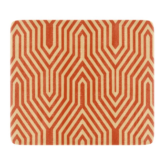 Art Deco Geometric - Mandarine orange Schneidebrett (Vorderseite)