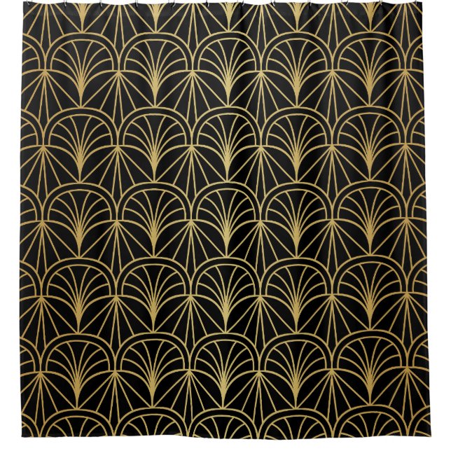 Art Deco Geometric Minimalistisches Muster Duschvorhang (Vorderseite)
