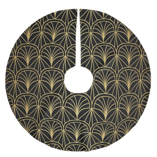 Art Deco Geometric Minimalistisches Muster Polyester Weihnachtsbaumdecke (Vorderseite)
