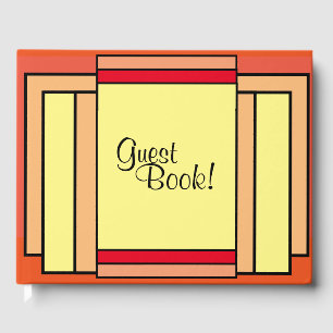 Art Deco Geometric Orange Yellow Black Guest Book Gästebuch