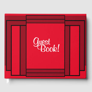 Art Deco Geometric Red Black Gästebuch