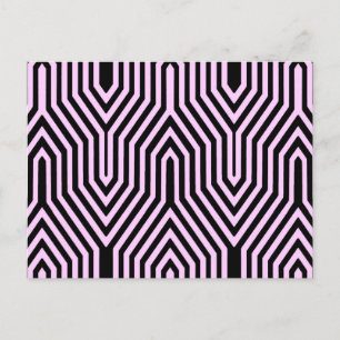 Art Deco Geometric - Schwarz und Rosa Postkarte