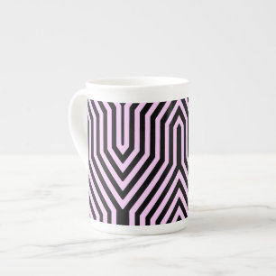 Art Deco Geometric - Schwarz und Rosa Prozellantasse