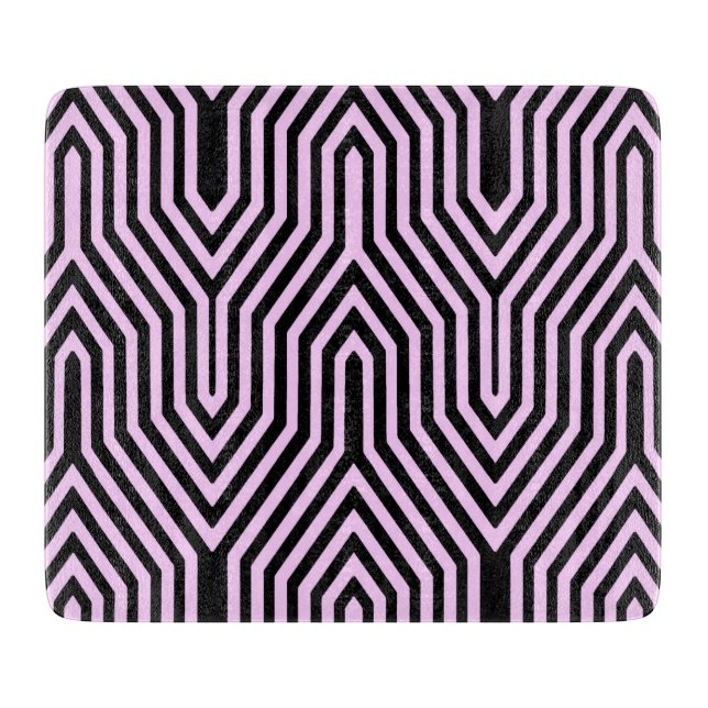 Art Deco Geometric - Schwarz und Rosa Schneidebrett (Vorderseite)