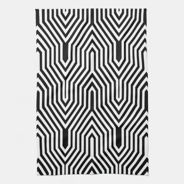 Art Deco Geometric - Schwarzweiß Handtuch (Vertikal)