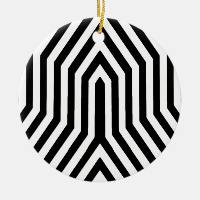 Art Deco Geometric - Schwarzweiß Keramik Ornament (Vorne)