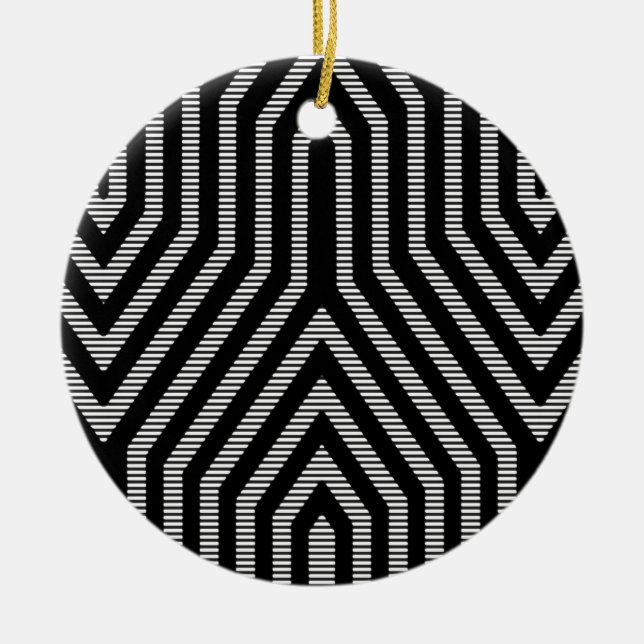 Art Deco Geometric - Schwarzweiß Keramikornament (Vorne)