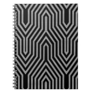 Art Deco Geometric - Schwarzweiß Notizblock
