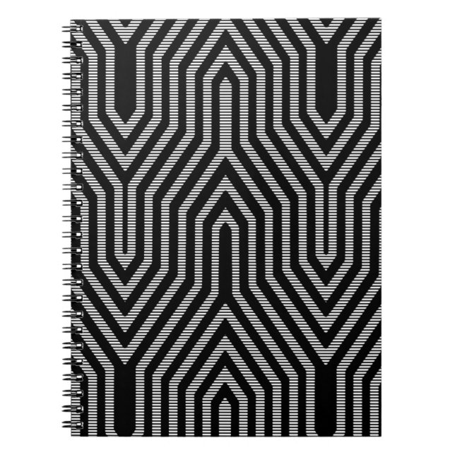 Art Deco Geometric - Schwarzweiß Notizblock (Vorderseite)