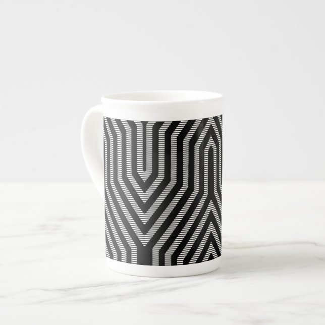 Art Deco Geometric - Schwarzweiß Prozellantasse (Vorderseite Links)