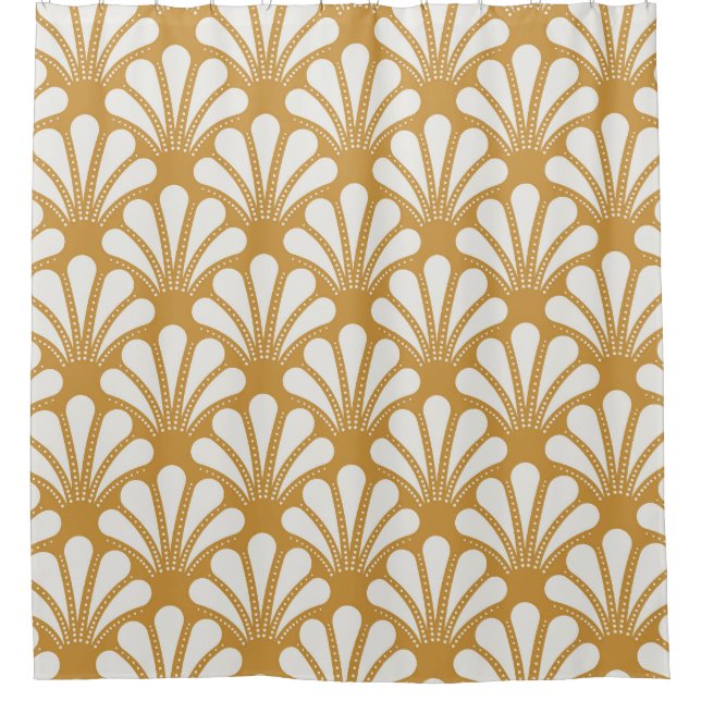 Art Deco Geometric Sea Muschel Duschvorhang (Vorderseite)