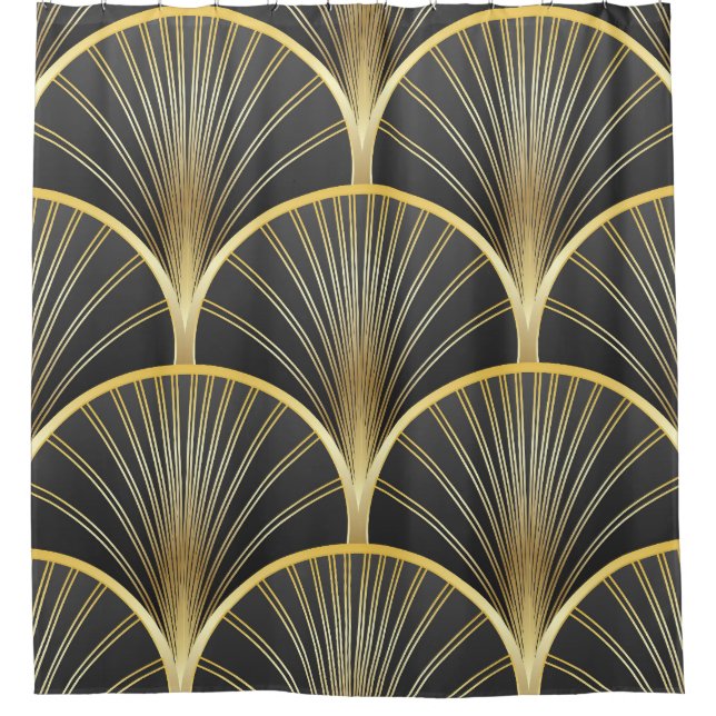 Art Deco Geometric Texture Illustration Duschvorhang (Vorderseite)