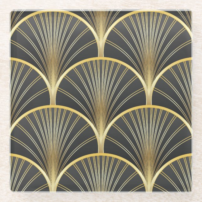 Art Deco Geometric Texture Illustration Glasuntersetzer (Vorderseite)