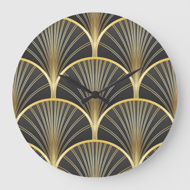 Art Deco Geometric Texture Illustration Große Wanduhr (Vorderseite)