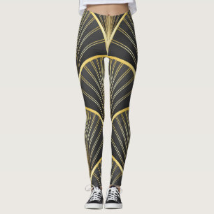 Art Deco Geometric Texture Illustration Leggings