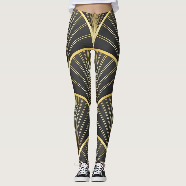 Art Deco Geometric Texture Illustration Leggings (Vorderseite)