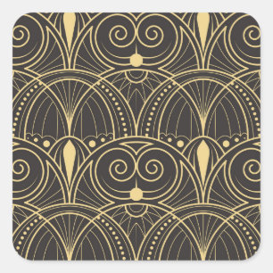Art Deco Geometric Tiles Luxury. Quadratischer Aufkleber
