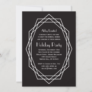 Art Deco Geometrie Corporate Holiday Party Black Einladung