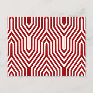 Art Deco Geometrie - dunkelrot und weiß Postkarte