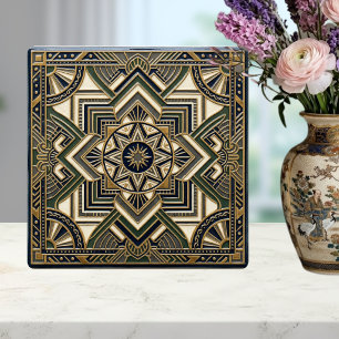 Art Deco Geometrisch Gold Grün Blau Fliese