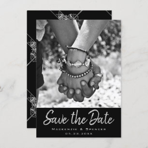 Art Deco   Geometrisch schwarz und silber Save The Date