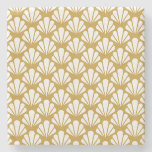 Art Déco, geometrische, blumengeschmückte Muster. Steinuntersetzer