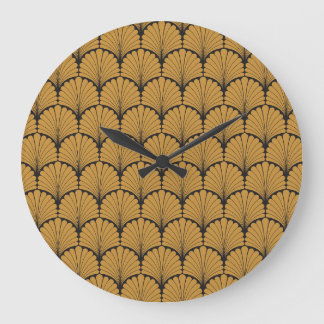 Art Deco Geometrische Blumige Textur Große Wanduhr