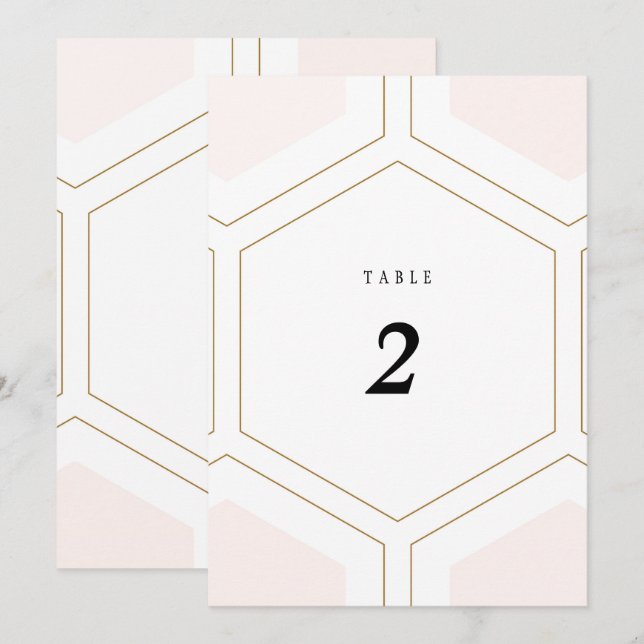 Art Deco Geometrische Diamant-Hochzeitstisch-Numme Einladung (Vorne/Hinten)