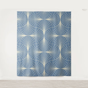 Art Deco geometrische Muschelventilatoren in Graub Wandteppich