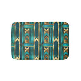 Art Deco geometrische Pfeile, Gold und Türkis Badematte
