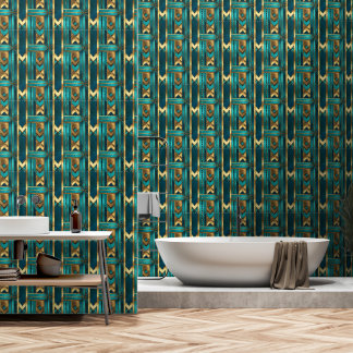 Art Deco geometrische Pfeile, Gold und Türkis Tapete