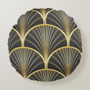 Art Deco Geometrische Textur Illustration Rundes Kissen