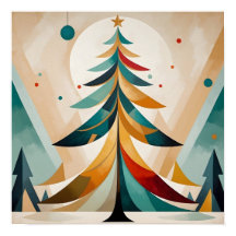 Art Deco Geometrische Weihnachtszweige mit Federn