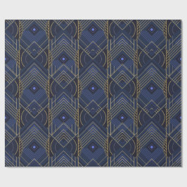 Art Deco Geometrischer Aufschwung - Blau Geschenkpapier