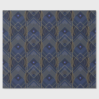 Art Deco Geometrischer Aufschwung - Blau Geschenkpapier