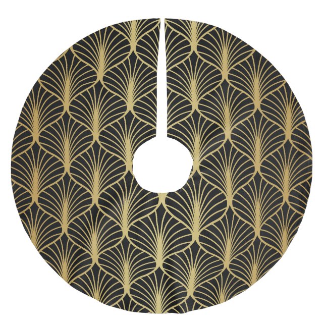 Art Deco Geometrisches Luxusmuster Polyester Weihnachtsbaumdecke (Vorderseite)