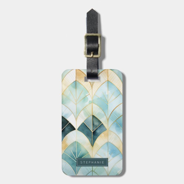 Art Deco geometrisches Muster Gepäckanhänger (Vorderseite vertikal)