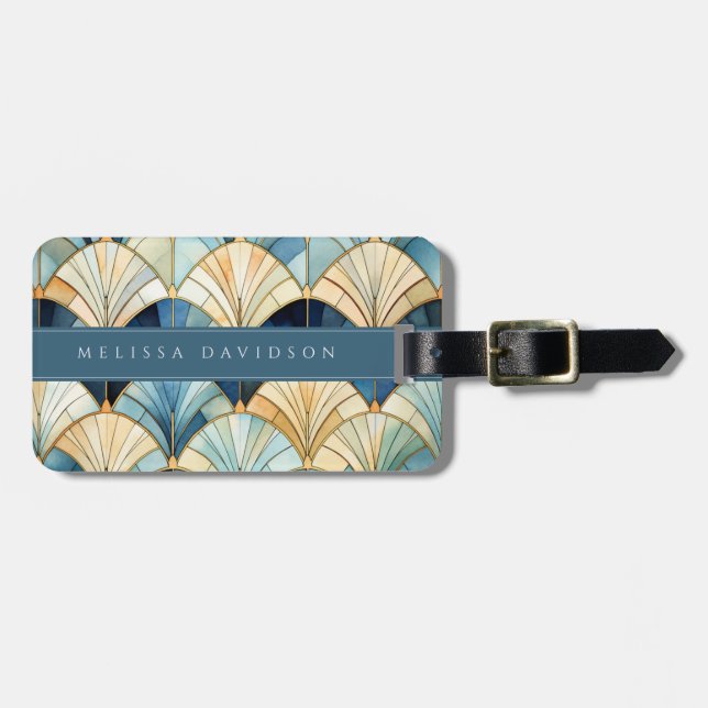 Art Deco geometrisches Muster Gepäckanhänger (Vorderseite horizontal)