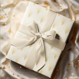 Art Deco Geometrisches Muster in Gold und Weiß Geschenkpapier