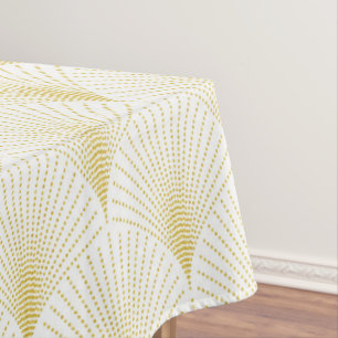 Art Deco Geometrisches Muster in Gold und Weiß Tischdecke