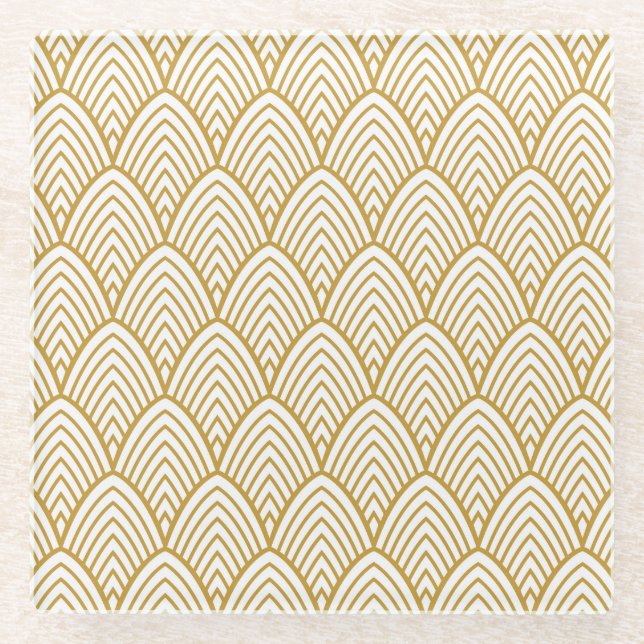 Art Deco geometrisches nahtloses Muster. Glasuntersetzer (Vorderseite)