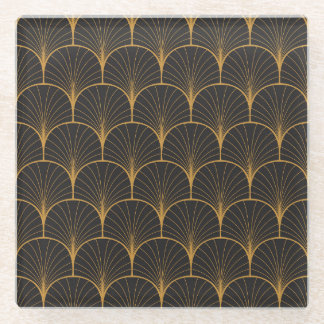 Art Deco, geometrisches Vintage-Muster. Glasuntersetzer