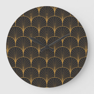 Art Deco, geometrisches Vintage-Muster. Große Wanduhr